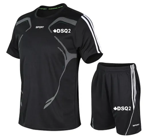 2021dsq2 nuova tuta sportiva abbigliamento da corsa da uomo palestra estate due pezzi vest...