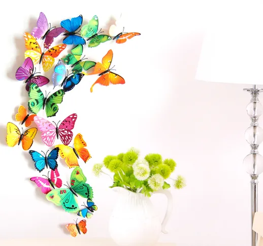 3D tridimensionale in PVC magnete farfalla 12 set decorazione della casa adesivo da parete...