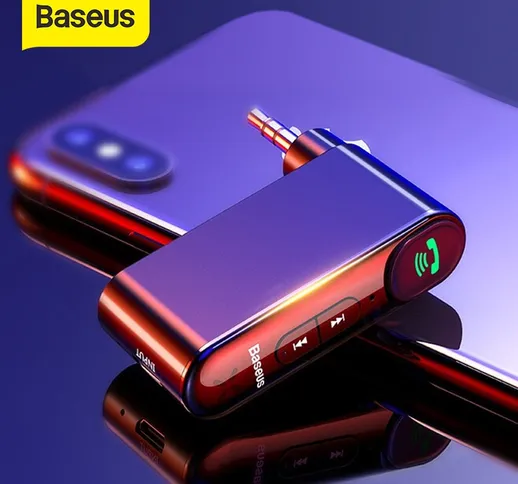 Baseus AUX Ricevitore Bluetooth per auto Jack da 3,5 mm Audio Musica Bluetooth 5.0 Kit per...