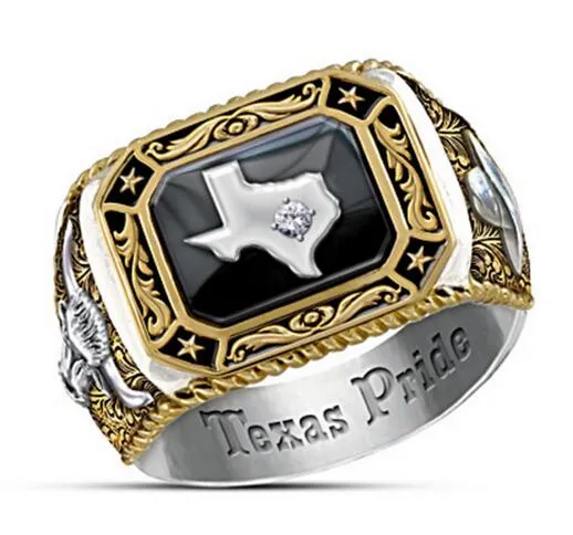 New Texas Map Badge Ring Personality Creative Banquet Ring Trend Party Ring Holiday Gift R...