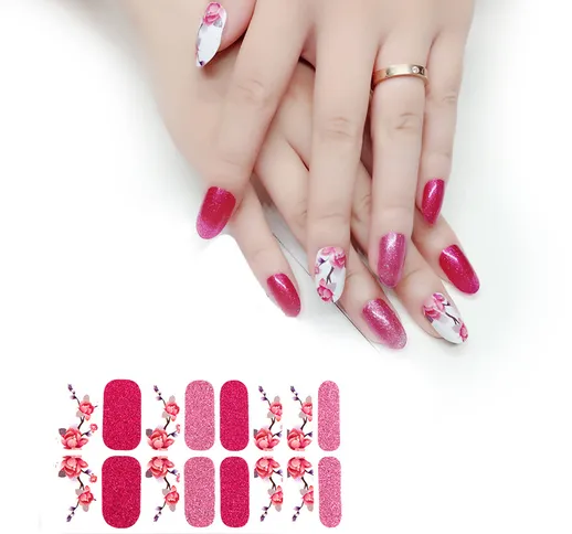 2022 nuovi adesivi per unghie giapponesi e coreani fiore rosa adesivi per unghie impermeab...