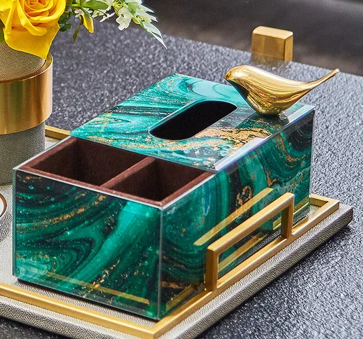Luce di lusso vernice oro vetro multifunzione stoccaggio remoto scatola del tessuto casa s...