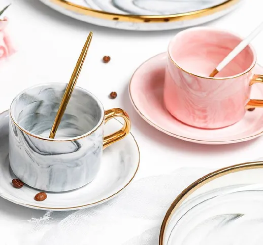 Tazze da caffè in marmo creativo in ceramica europea Set Tazza da tè al latte in porcellan...