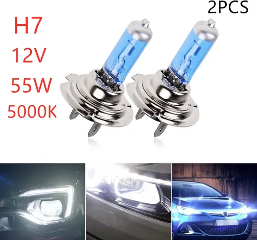 2PCS 55W H7 lampadina alogena super bianco vetro al quarzo 12V 5000K xenon blu scuro auto...