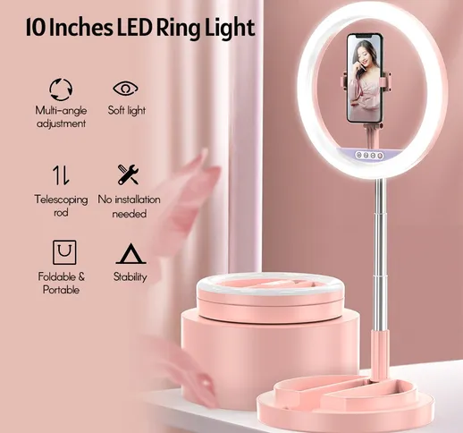 10 pollici Selfie Ring Light LED Circle Lamp Fill Light con supporto Supporto per telefono...