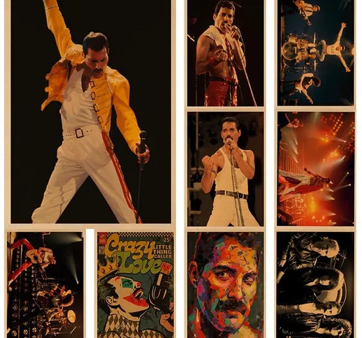 Classic Queen Band Freddie Mercury Vintage Canvas Poster Home Bar Cafe Decor Pittura regal...
