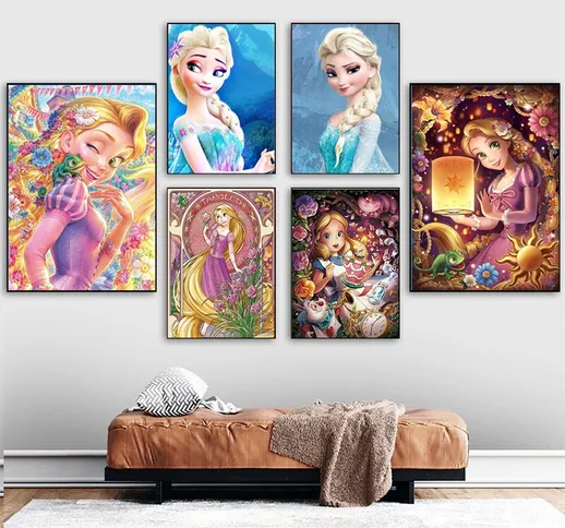 Disney Cartoon Principessa Tela Pittura Alice Nel Paese Delle Meraviglie Ragazza Stampe e...