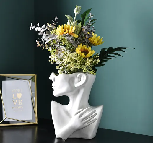 Nuovo stile di promozione creativo europeo scultura di fiori busto in ceramica vaso di fio...