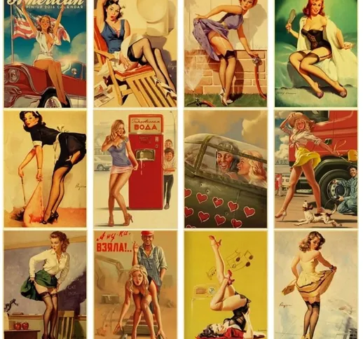 HOT Fashion Trend Sexy pin up Girl Vintage Canvas Poster Military Bar Cafe Decorazione del...