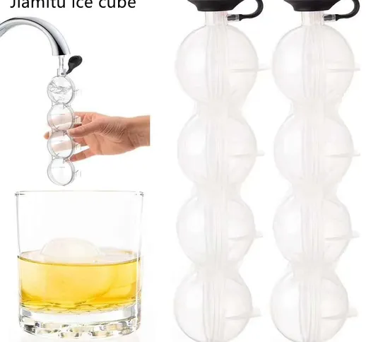 4 Cavità Ice Cube Maker Forma per ghiaccio Silicone flessibile Whisky Cocktail Fai da te P...