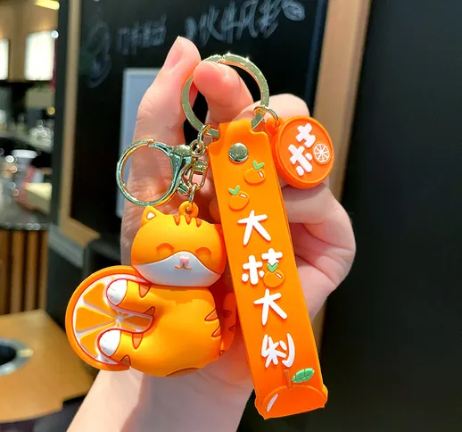Cartone animato gatto arancione bambola portachiavi carino borsa ornamenti accessori per a...