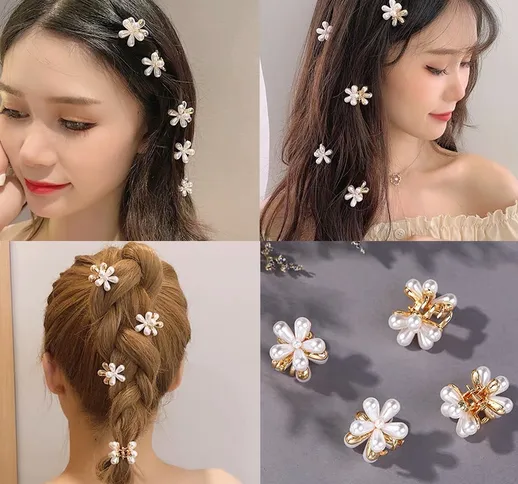 2021 New shion ni Perle Artigli per capelli per le donne Set di clip per fiori piccoli cor...