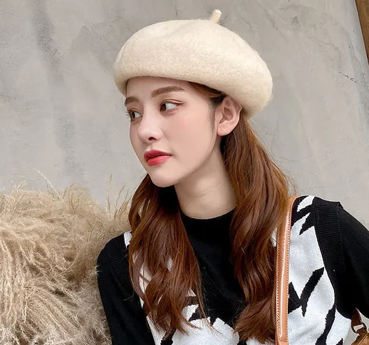 Berretto da donna vintage da donna Berretto da artista francese in lana calda con berretto...