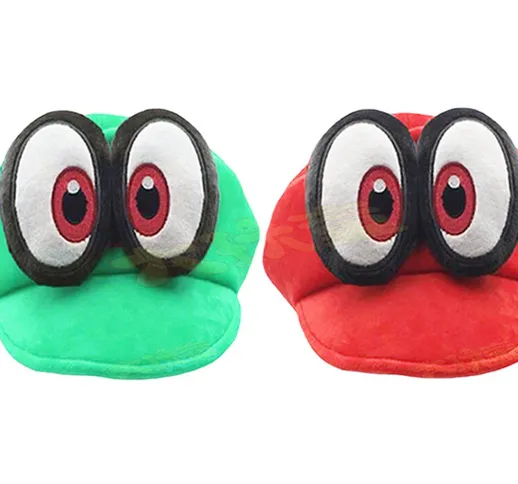 Cappello rosso e verde Mario con etichetta Cappello in peluche Chachi Cappello da festa ca...