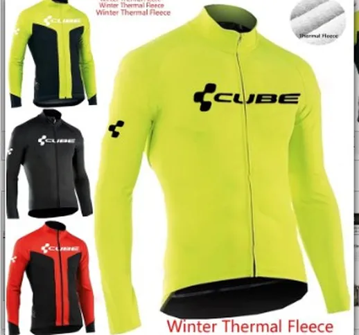 CUBE New Winter Thermal Fleece Maglia da uomo Ciclismo Manica lunga Maglia da ciclismo Cam...