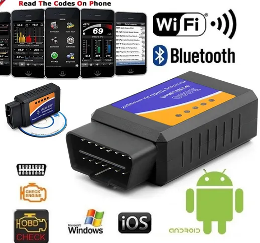 1PC Advanced WIFI Bluetooth OBDII OBD2 ELM327 Lettore di codici per scanner diagnostico pe...