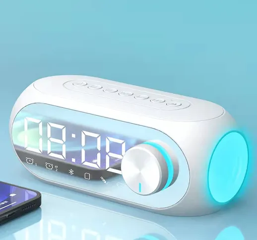 Nuovo altoparlante bluetooth campanello blu multifunzione orologio sveglia dente audio ann...