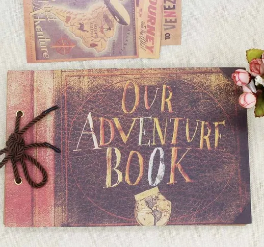 Vintage Kraft Black Paper Sheets Card Our Adventure Book Album da viaggio fatto a mano fai...