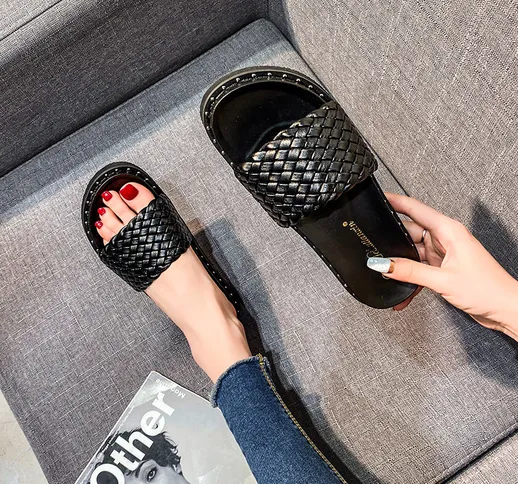 Pantofole per abbigliamento esterno da donna 2021 primavera nuovi sandali intrecciati con...