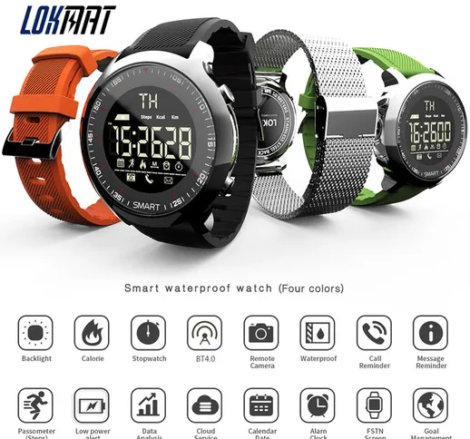 LOKMAT MK18 Bluetooth Smart Watch Men Life Pedometro impermeabile Messaggio Promemoria Spo...