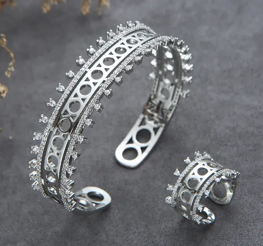 Accessori del vestito stabiliti dall'anello del braccialetto dello zircone della doppia fi...