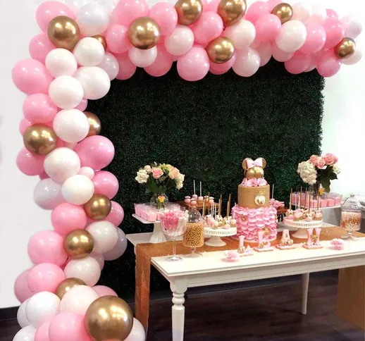 Palloncini in lattice in oro bianco rosa 117 pezzi Confezione per ragazza Baby Shower Addi...