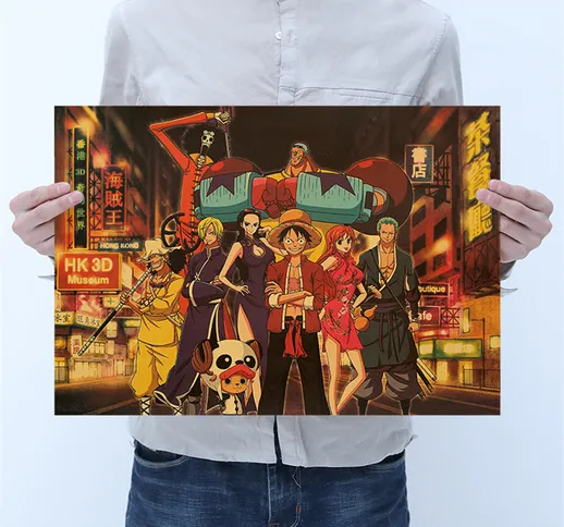 One Piece Hong Kong Street Edition Vintage Craft Series Bar Cafe DecorPittura50,5 * 35 cm