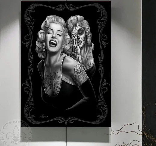 Nero Bianco Donne Sexy Tatuaggio Poster Gangster Art Theme HD Tela Pittura Stampe Immagine...