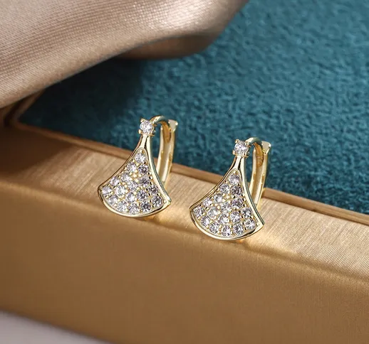 Contatore nuovo diamante geometrico placcato oro vero piccolo ventaglio orecchini orecchin...