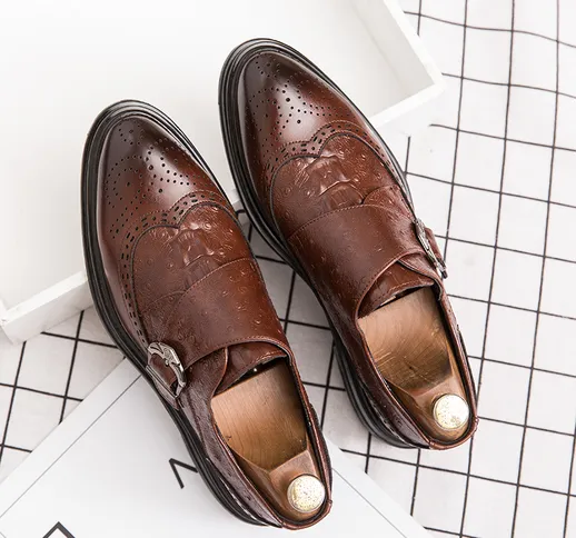 Modello a coccodrillo Stile britannico scarpe casual da lavoro in pelle a punta scarpe da...