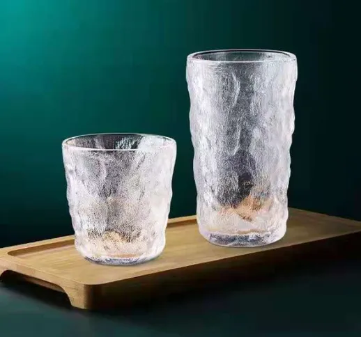 Tazza d'acqua con motivo ad albero di vetro addensato Tazza da tè verde Tazza per collutor...