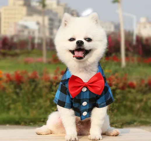 Gentleman Pet Dog T-Shirt Plaid Soft Casual Vest Abbigliamento Primavera Estate Suit Weddi...