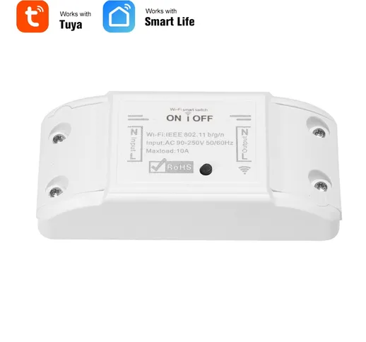 Tuya Wifi Smart Switch 10A/2200W Timer Interruttore remoto wireless Modulo di automazione...