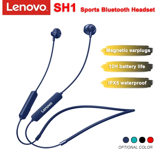 Lenovo SH1 TWS Auricolari Bluetooth senza fili Fascia da collo magnetica Cuffie sportive d...