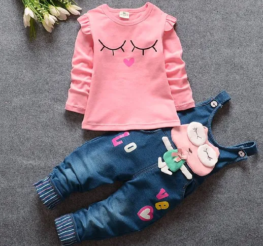 BibiCola Baby Girl Set di abbigliamento per bambini 3 pezzi cappotto + maglietta + pantalo...