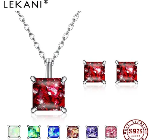 LEKANI S925 Collana a catena in argento sterling per donna Ciondolo a forma di cubo con op...