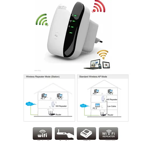 Wireless-N Ripetitore Wifi 802.11n/b/g Rete Wi Fi Router 300Mbps Range Expander Signal Boo...