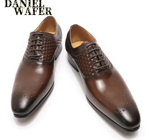 New business casual scarpe in pelle da uomo in pelle moda incisa stringata scarpe oxford s...