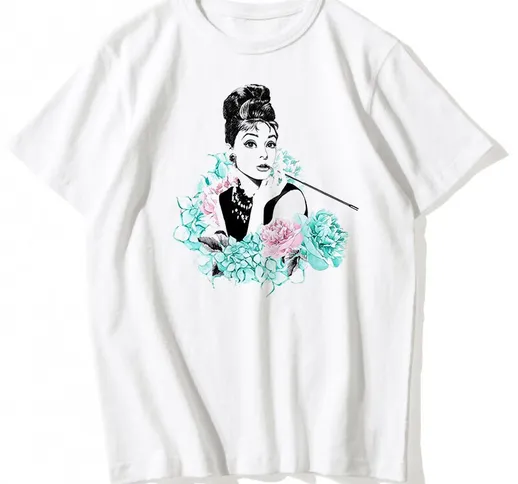Maglietta donna Audrey Hepburn Stampa estetica Maglietta femminile Harajuku Maglietta graz...
