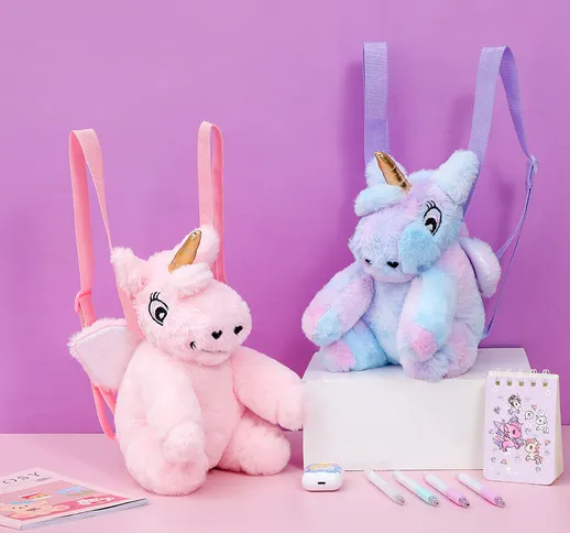 Unicorn Unicorn Plush Doll zaino per bambini zaino carino per bambini Borsa per bambola pe...