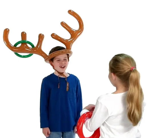 Gonfiabile Babbo Natale divertente renna antler testa di cervo cappello anello lancio fest...