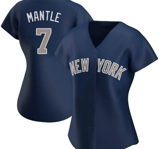 Maglia alternativa replica blu navy dei New York Mets Mickey Mantle #7 da donna
