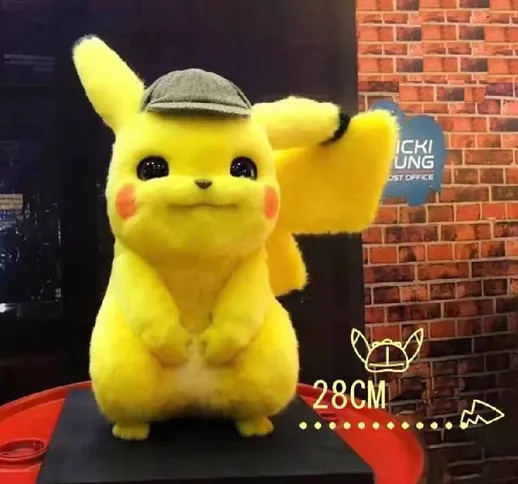 28 CM Detective Pikachu Peluche Bambole Film Anime Farcito Del Fumetto Kawaii Anniversaire...