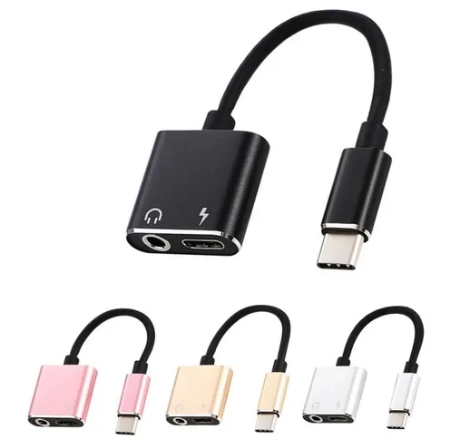 Adattatore splitter audio USB C AUX 2 in 1 per connettore S20 Fe 20 Plus Carica per cuffie...