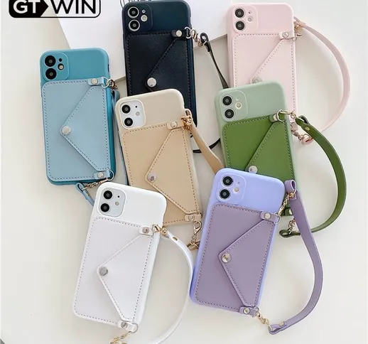 GTWIN NEW Portafogli in silicone con cordino Custodia per telefono per iPhone 11 Pro Max S...