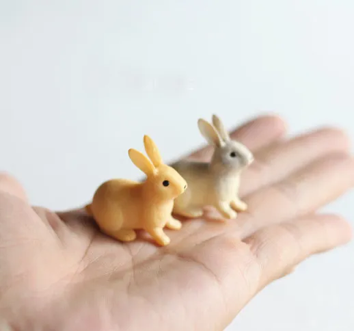 Animali di simulazione Coniglio grigio Coniglio Accessori per scene in miniatura Ornamenti...