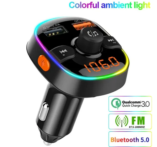 Kit per auto Vivavoce Trasmettitore FM Bluetooth senza fili Lettore MP3 con caricabatteria...