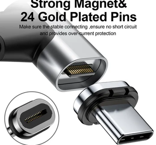 Adattatore magnetico USB C, aggiornamento connettore tipo C a 24 pin, supporta ricarica ra...