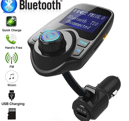 Caricabatteria da auto per auto MP3 per auto trasmettitore FM per auto Bluetooth con scher...