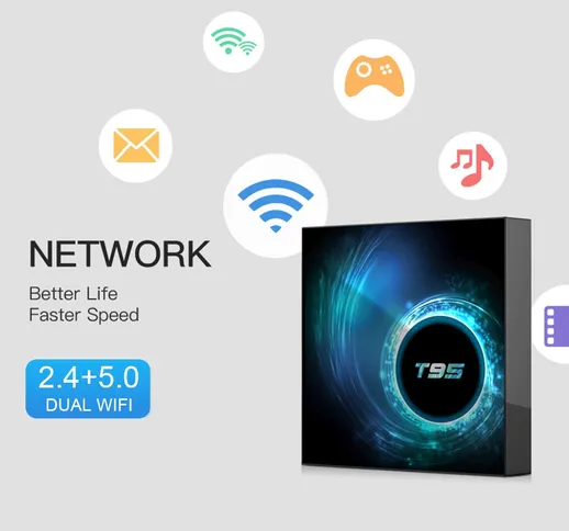 2020 ultimo T95 smart tv box android 10 6k 4G 32/64gb 2.4g e 5g Wifi Bluetooth Allwinner H...